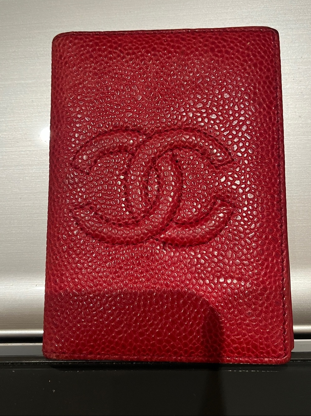 Stunning red CHANEL compact wallet EUC!